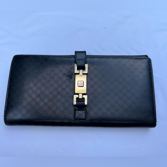 Gucci Leather Black Jackie Continental Long Wallet Vintage (authentic) - Picture 1 of 11